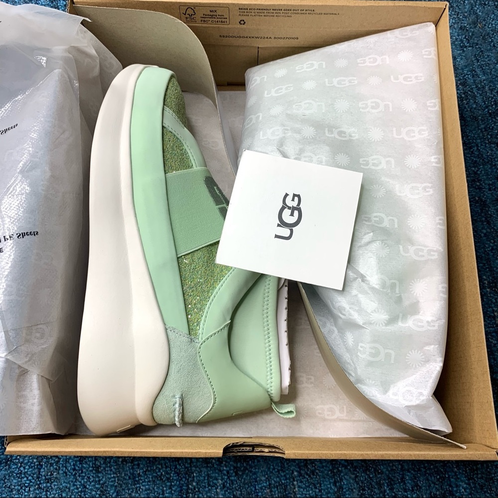 UGG Neutra Chunky Glitter Platform Sneaker in Mint Green Slip On - Picture 2 of 10